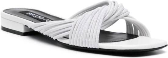 Sergio Rossi twisted leather flat sandals White