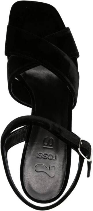 Si Rossi 140mm velvet leather sandals Black