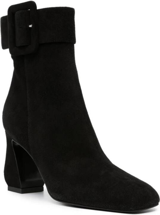 Si Rossi 85mm square-toe leather boots Black