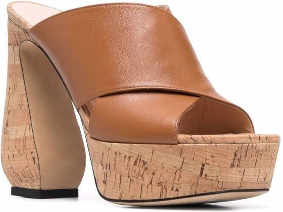 Si Rossi cork platform open-toe sandals Brown