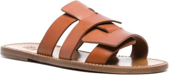 Silvano Sassetti round-toe leather slides Brown