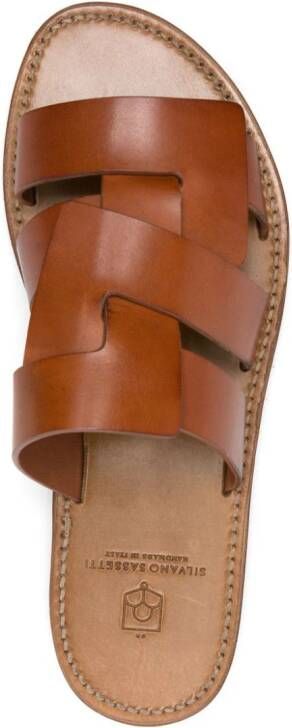 Silvano Sassetti round-toe leather slides Brown