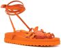 Silvia Tcherassi Idania floral-appliqué leather sandals Orange - Thumbnail 2