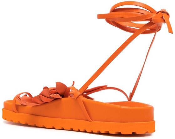 Silvia Tcherassi Idania floral-appliqué leather sandals Orange