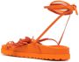 Silvia Tcherassi Idania floral-appliqué leather sandals Orange - Thumbnail 3