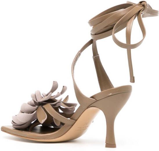 Silvia Tcherassi Tita floral-appliqué leather sandals Grey