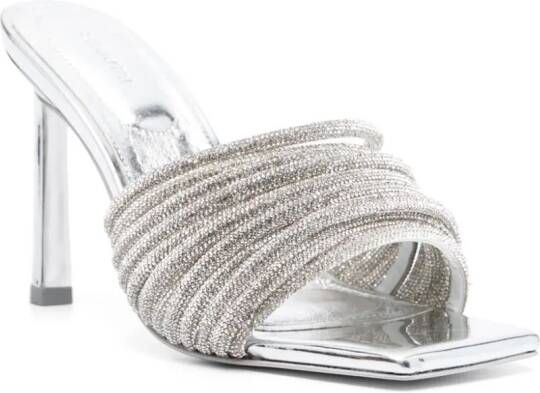 Simkhai Lena 105mm crystal-embellished mules Silver