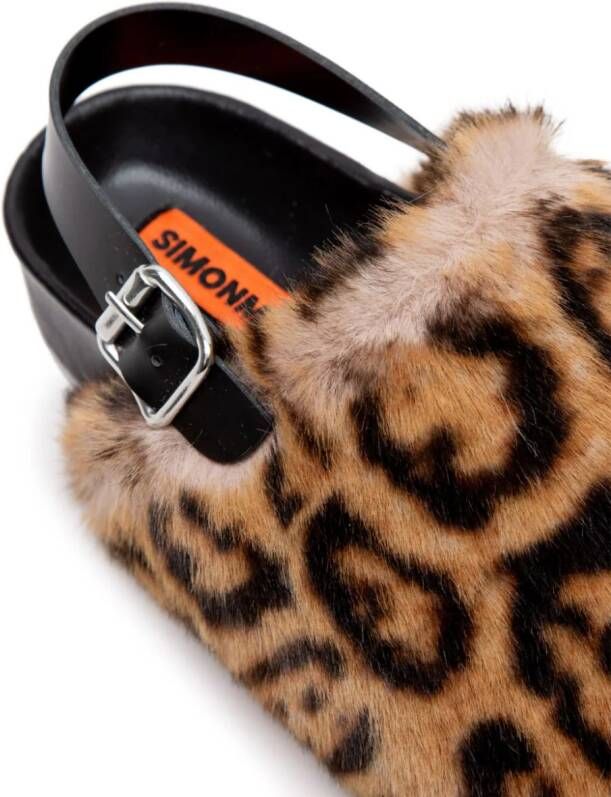 Simon Miller Furry Dip cheetah-pattern sandals Brown