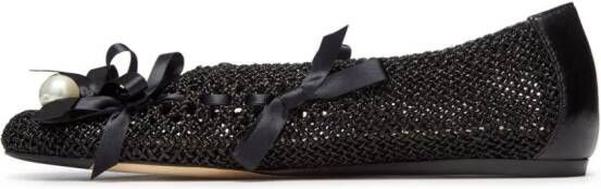 Simone Rocha bell-charm crochet ballerina shoes Black