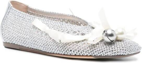 Simone Rocha bell-charm crochet ballerina shoes Silver