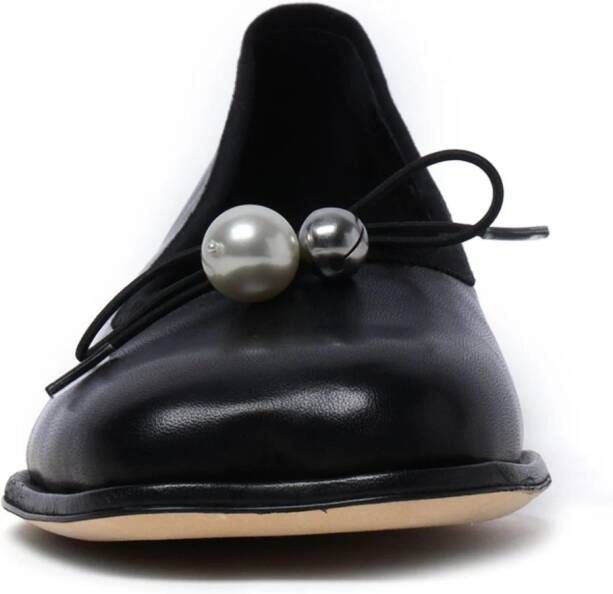 Simone Rocha bow-embellished leather ballerina shoes Black