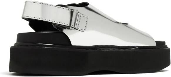 Simone Rocha buckled flatform leather sandals Silver