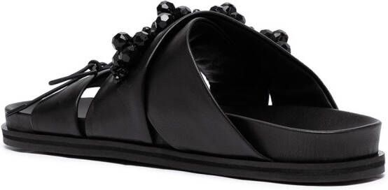 Simone Rocha embellished flat leather slippers Black