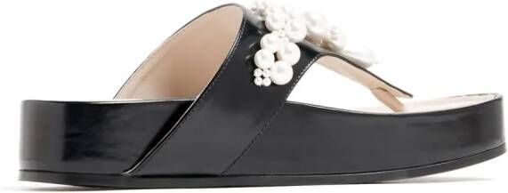Simone Rocha faux-pearl embellished leather sandals Black