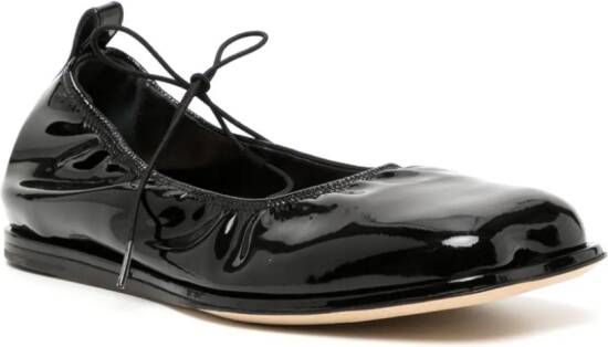 Simone Rocha heart-toe patent leather ballerina shoes Black