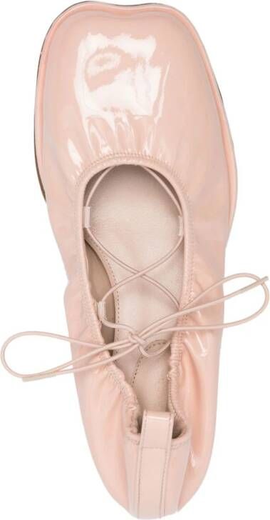 Simone Rocha heart-toe patent leather ballerina shoes Pink