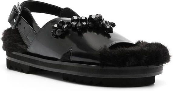 Simone Rocha Low Trek Heart fringed sandals Black