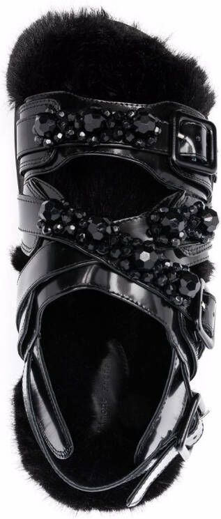 Simone Rocha multi-strap faux-fur sandals Black