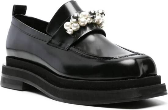 Simone Rocha pearl-detail leather loafers Black