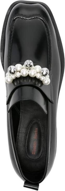 Simone Rocha pearl-detail leather loafers Black