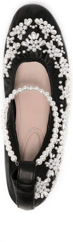 Simone Rocha pearl-embellished ballerina shoes Black