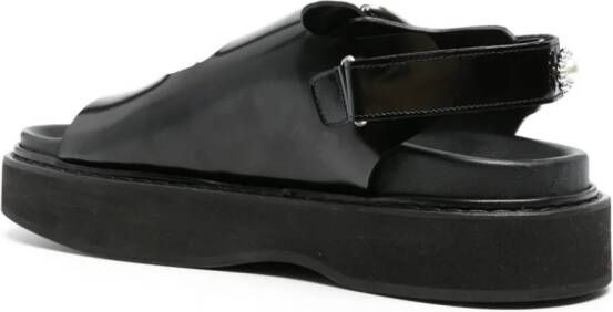 Simone Rocha peral-detail leather flatform sandals Black