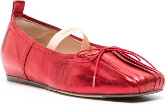 Simone Rocha pleated metallic ballerina shoes Red