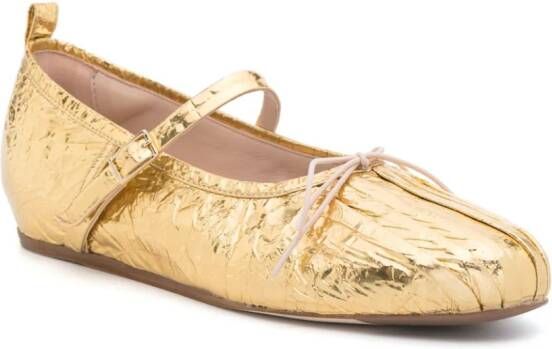 Simone Rocha laminated-leather ballerina shoes Gold