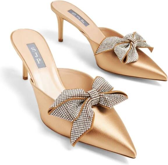 SJP by Sarah Jessica Parker rhinestone-embellished bow 70mm mules Gold