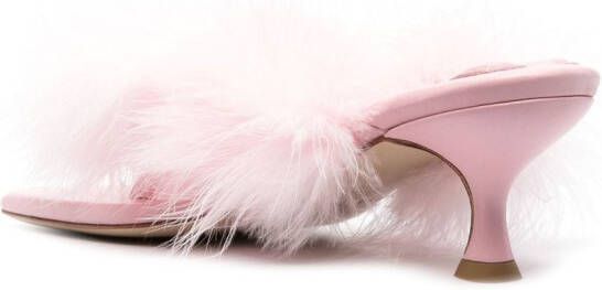 Sleeper feather-detailed kitten heel sandals Pink