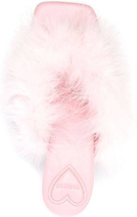 Sleeper feather-detailed kitten heel sandals Pink