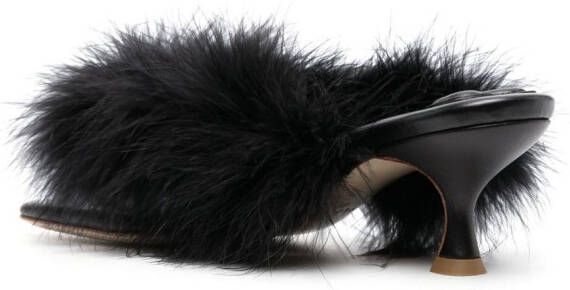 Sleeper feathered slip-on sandals Black