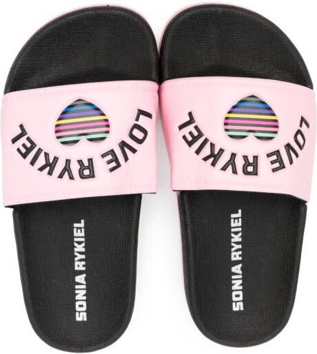 SONIA RYKIEL ENFANT embossed-logo open toe slides Pink