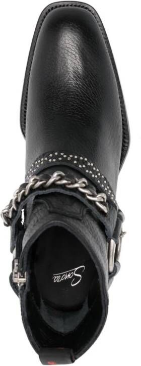 Sonora 50mm chain-embellished leather boots Black