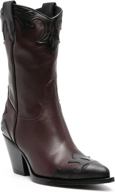 Sonora 80mm stacked-heel western leather boots Brown