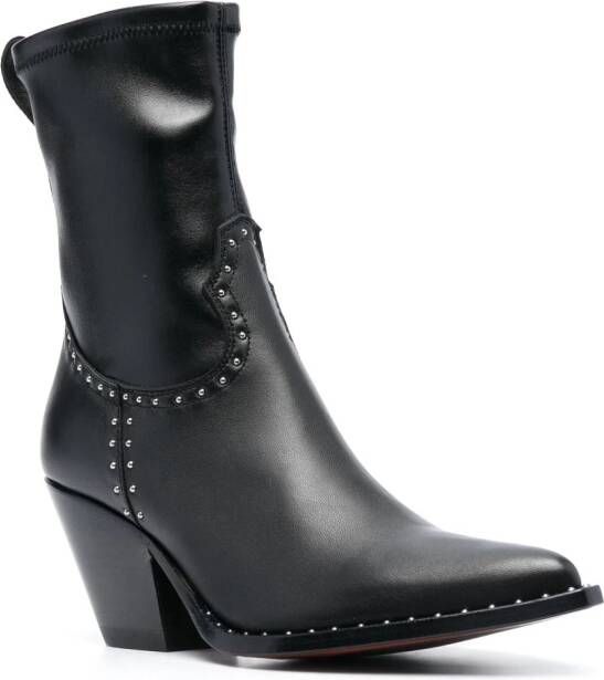 Sonora 85mm studded leather boots Black