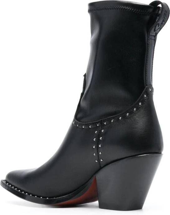 Sonora 85mm studded leather boots Black