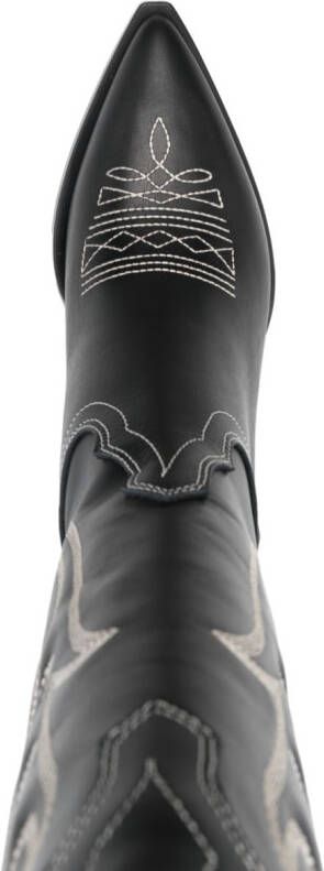 Sonora decorative-stitching leather boots Black