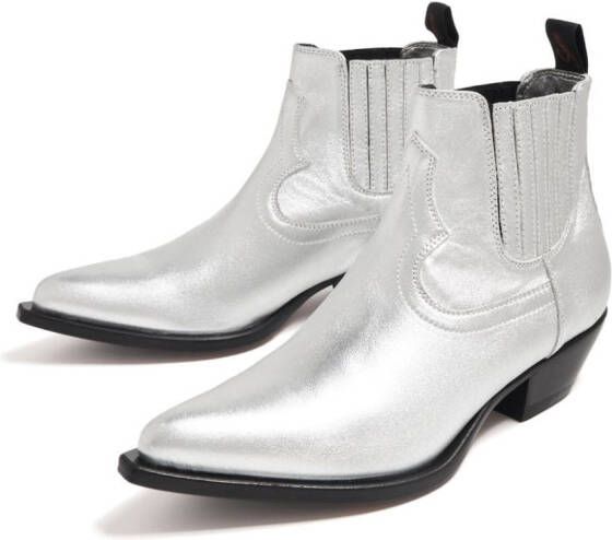 Sonora Hidalgo 35mm leather ankle boots Silver