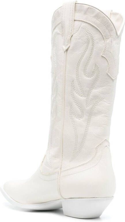 Sonora knee-length embroidered boots White