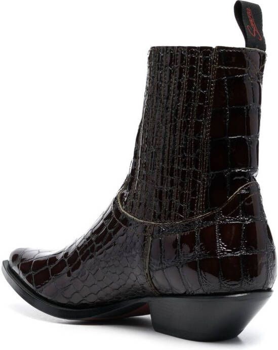 Sonora patent crocodile-embossed boots Black