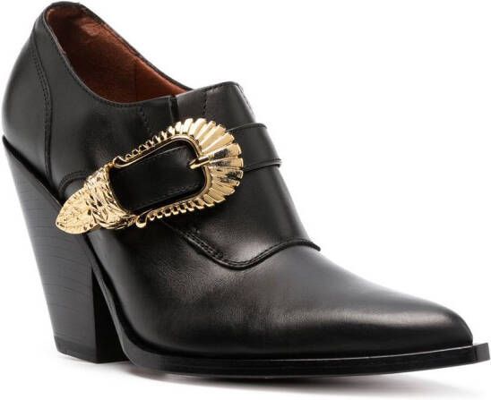 Sonora side-buckle fastening pumps Black