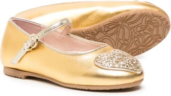 Sophia Webster Amora heart-patch ballerina shoes Gold