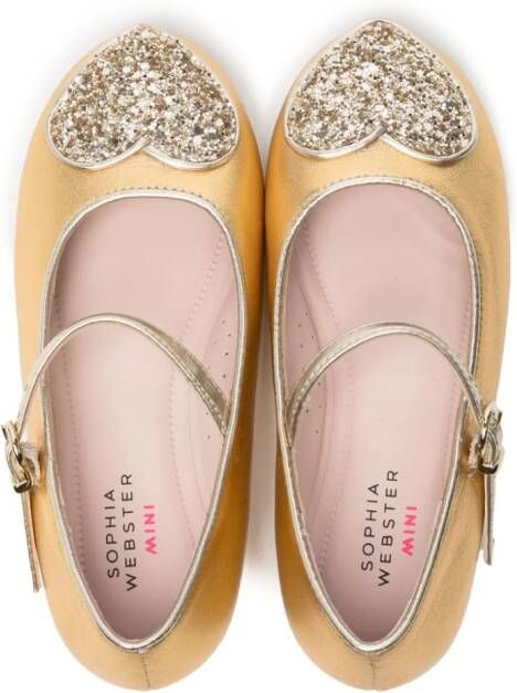 Sophia Webster Amora heart-patch ballerina shoes Gold