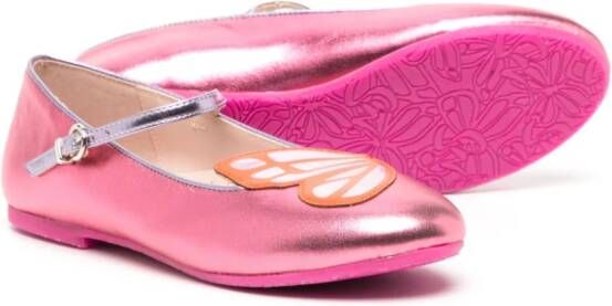 Sophia Webster Butterfly-embroidered ballerina shoes Metallic