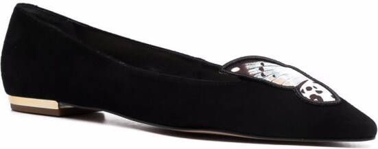 Sophia Webster embroidered butterfly ballerina flats Black