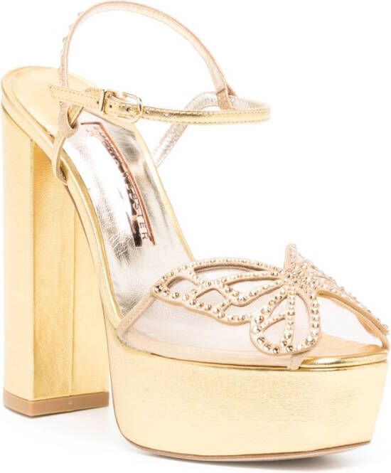 Sophia Webster Farfalla crystal-embellished 140mm sandals Gold