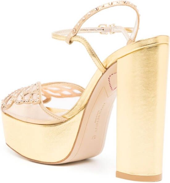 Sophia Webster Farfalla crystal-embellished 140mm sandals Gold