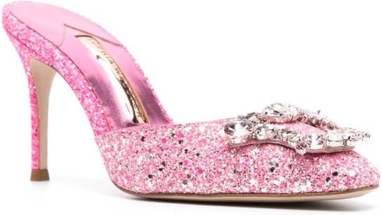 Sophia Webster Margaux glitter-detailed 85 mules Pink