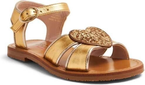 Sophia Webster Mini Amora heart-patch leather sandals Gold